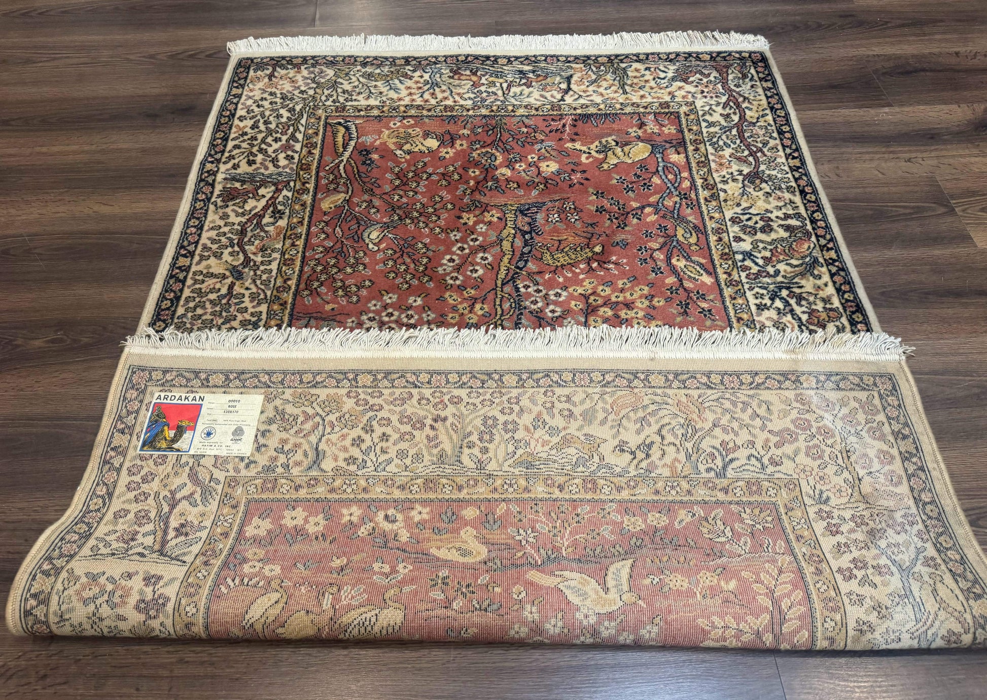 Persian Wool Rug 4x6, Tree of Life Animal Pictorials, Vintage, Power Loomed Ardakan Rug - Nuvé