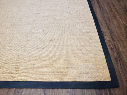 Jute Rug 8x10, Natural Jute Fiber Area Rug, Natural Sisal Area Rug with Black Border, 8x10 Carpet, Solid Jute Rug 8 x 10, Farmhouse Rug - Nuvé