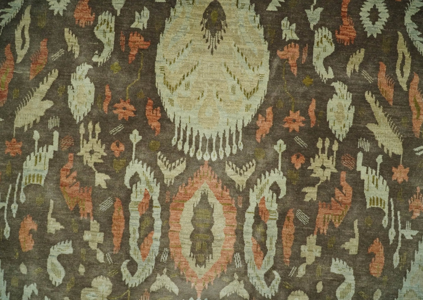 10x10 Round Fine Hand Knotted Green, Rust and Olive Traditional Vintage Persian Style Antique Wool Rug | AGR47 - Nuvé