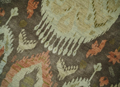 10x10 Round Fine Hand Knotted Green, Rust and Olive Traditional Vintage Persian Style Antique Wool Rug | AGR47 - Nuvé