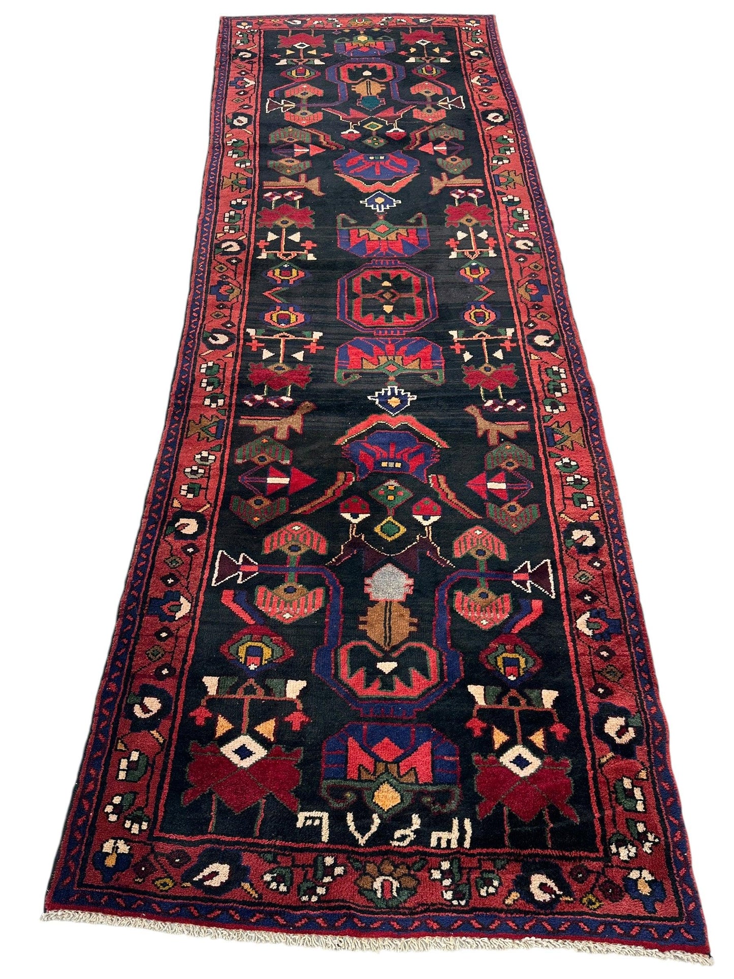 Hand-Knotted Persian Hamadan Runner - 3'6" x 10' | Tribal Wool Rug - Nuvé