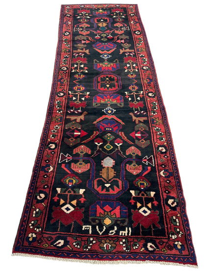 Hand-Knotted Persian Hamadan Runner - 3'6" x 10' | Tribal Wool Rug - Nuvé