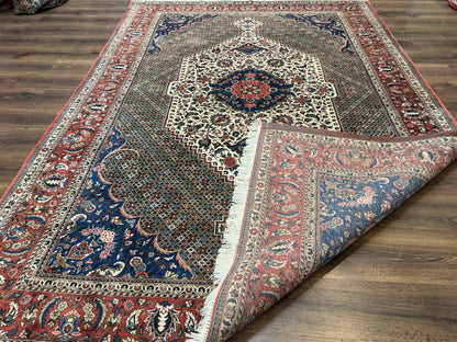 Persian Rug 7x10, Bakhtiari Saman Rug, Unique Design and Colors, Ivory Red Blue, Large Tribal Rug - Nuvé