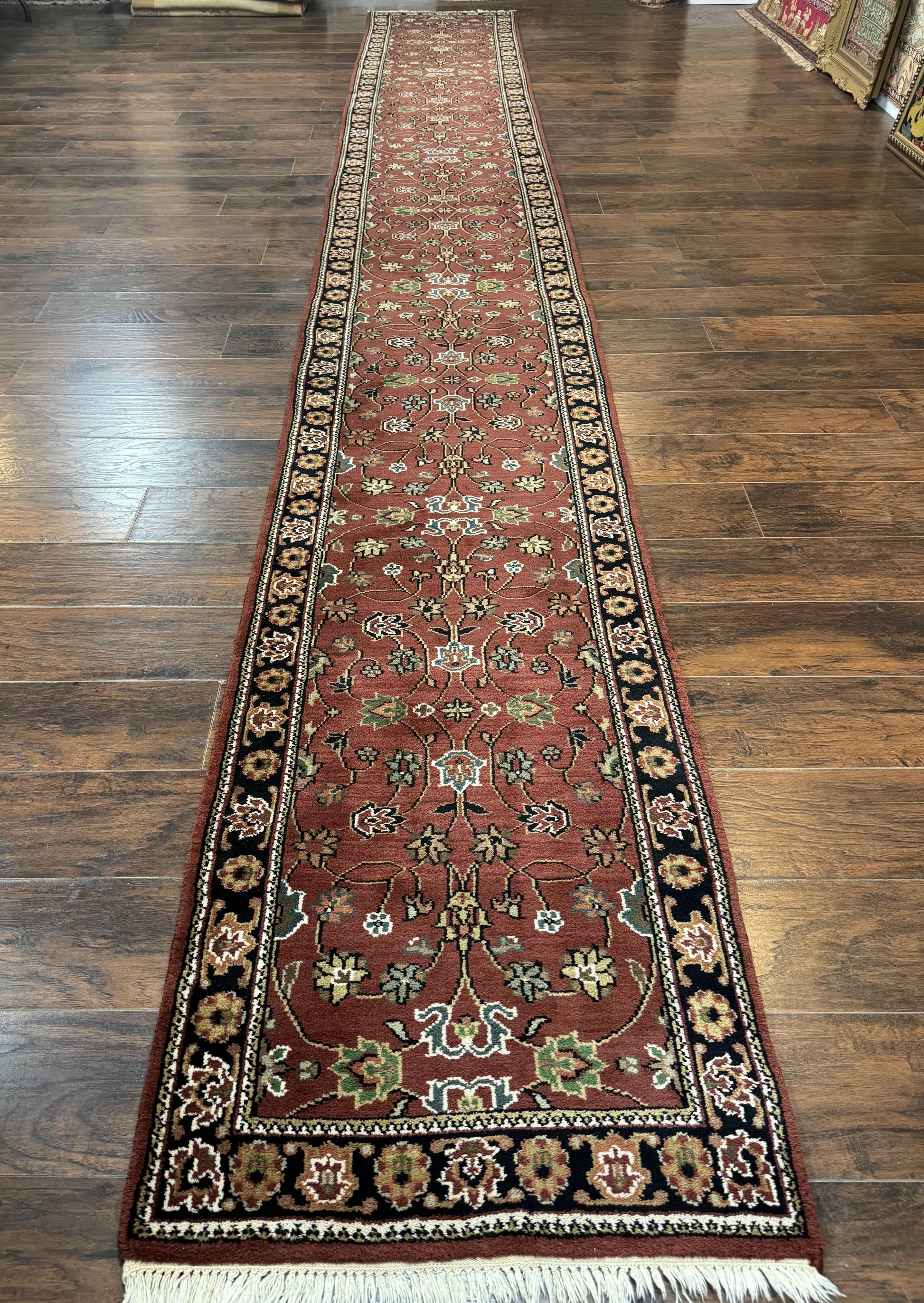 Indo Persian Sarouk Runner Rug 2.8 x 20 ft Runner for Hallway, Long Runner Rug, Handmade - Nuvé