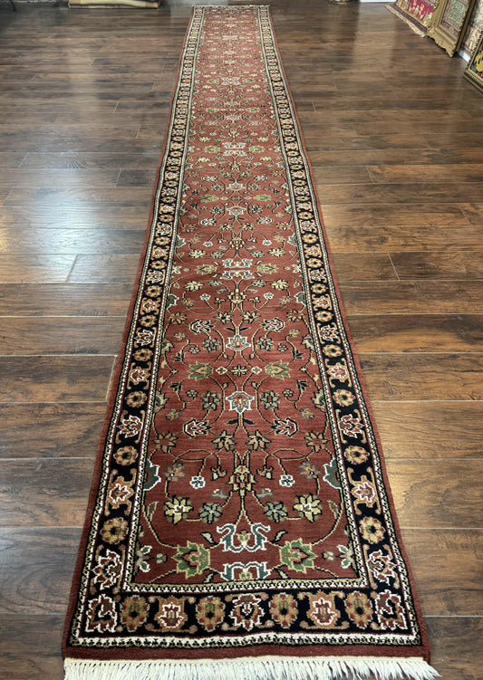 Indo Persian Sarouk Runner Rug 2.8 x 20 ft Runner for Hallway, Long Runner Rug, Handmade - Nuvé