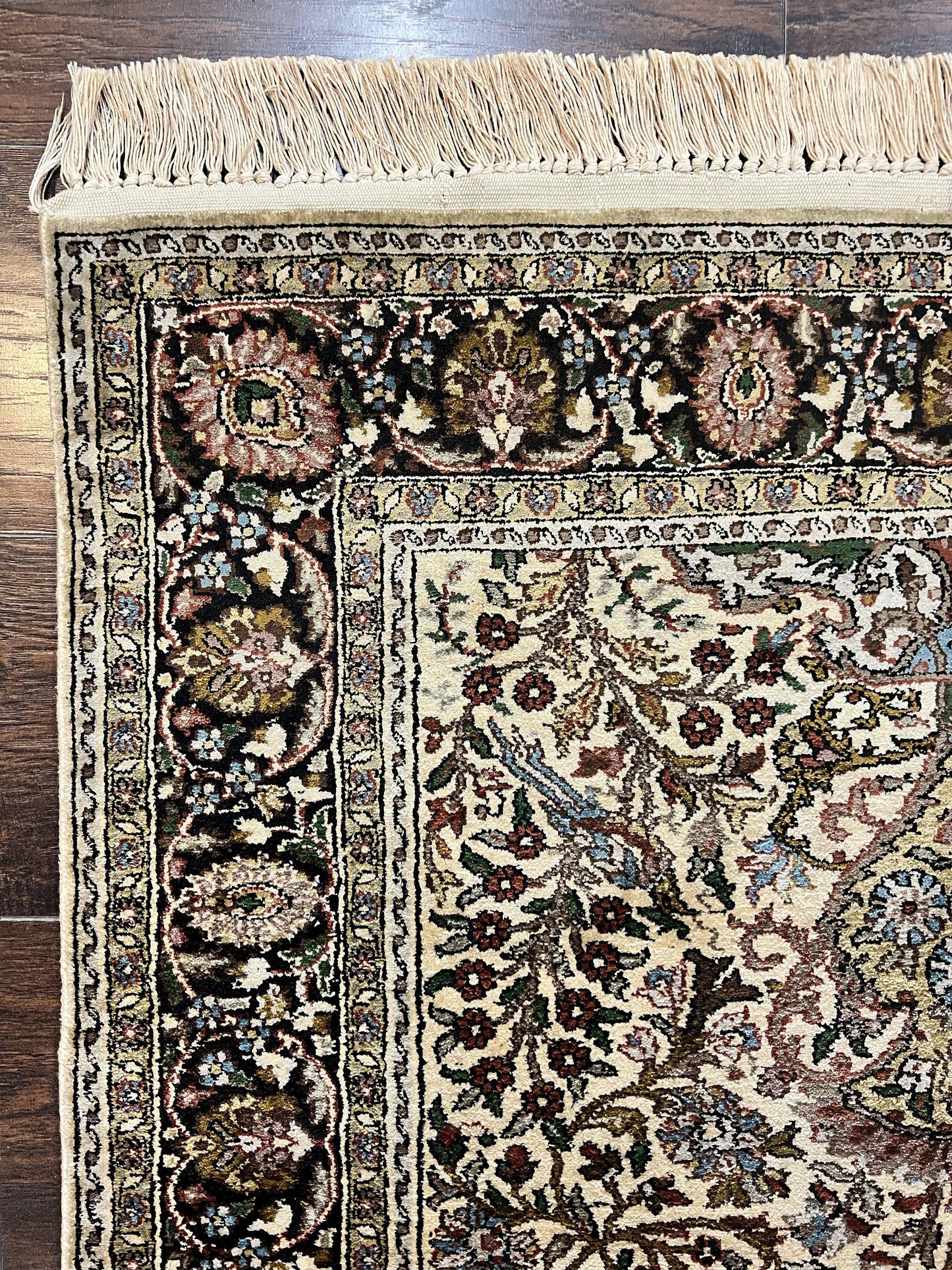 Turkish Kayseri Silk Rug 3x5, Tree of Life Silk Oriental Carpet, Birds Persian Vase Design, Hand Knotted Vintage Fine Rug, 340 KPSI - Nuvé