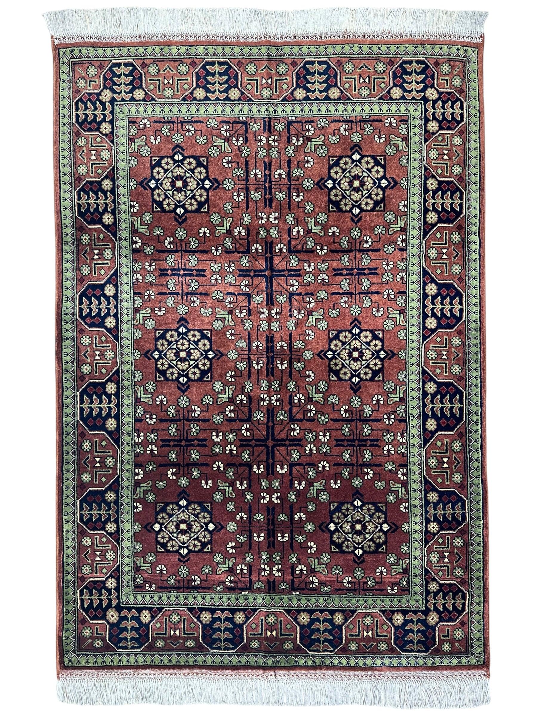 Hand-Knotted Bukharayi Rug – Brown 59” x 40” | Traditional Afghani Wool Rug - Nuvé