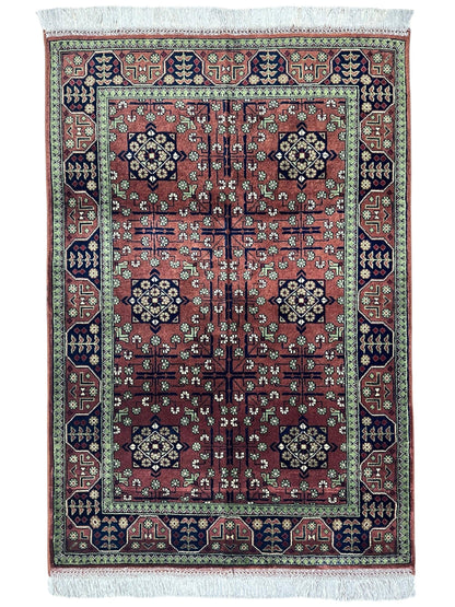 Hand-Knotted Bukharayi Rug – Brown 59” x 40” | Traditional Afghani Wool Rug - Nuvé