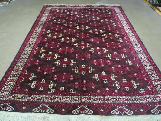 7' X 10' Antique Handmade Yamud Turkoman Wool Rug Excellent - Nuvé