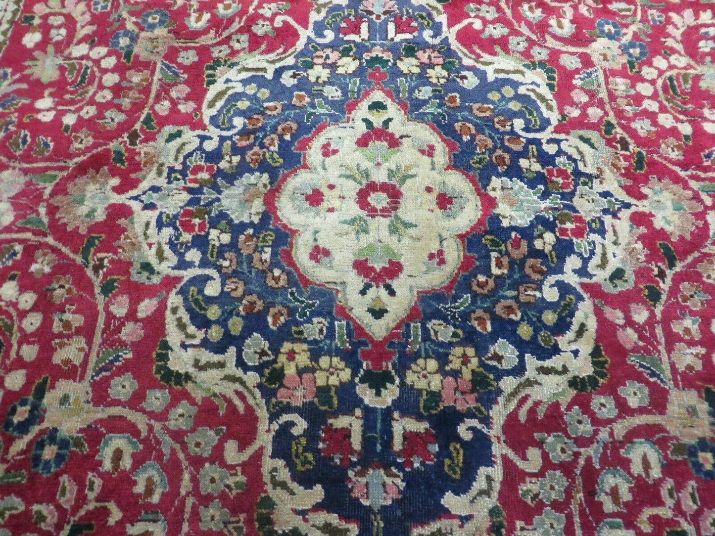 Persian Tabriz Rug 7x10, Red Blue and Green Rug, Allover Floral Medallion Rug, Hand Knotted Rug, Antique Rug 7 x 10 Vintage Wool Oriental Carpet - Nuvé