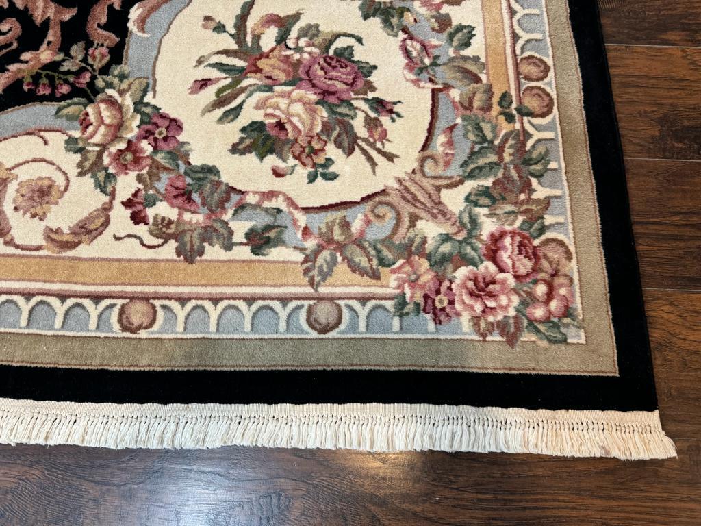 Aubusson Rug 8x10, Floral, Wool Pile, Elegant, European Design, Handmade, Fine - Nuvé