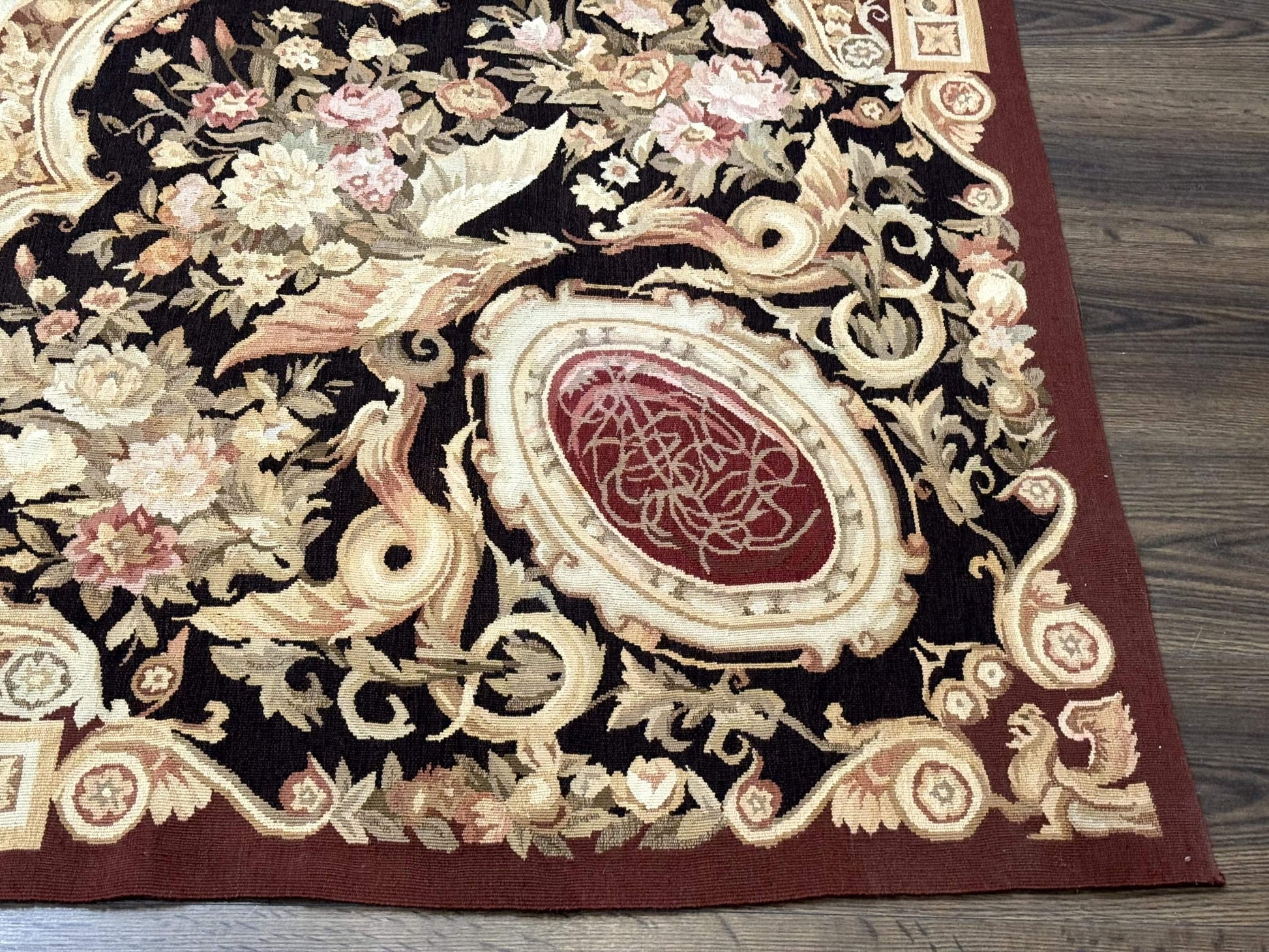 French Aubusson Rug 9x12 - European Design Flatweave Carpet - Nuvé