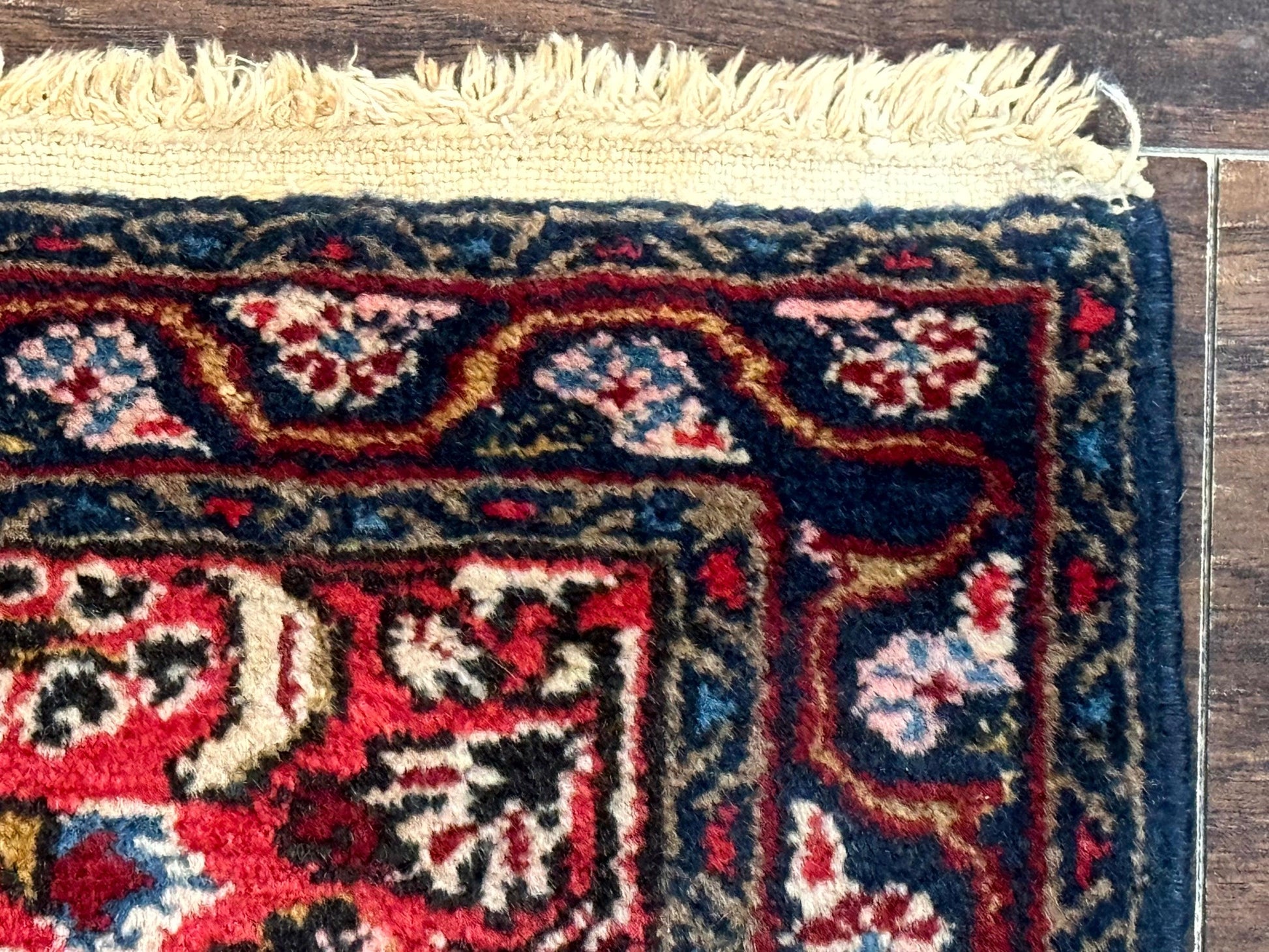 Small Antique Persian Tribal Rug 2x3, Red, Floral, Handmade, Hamadan Rug - Nuvé