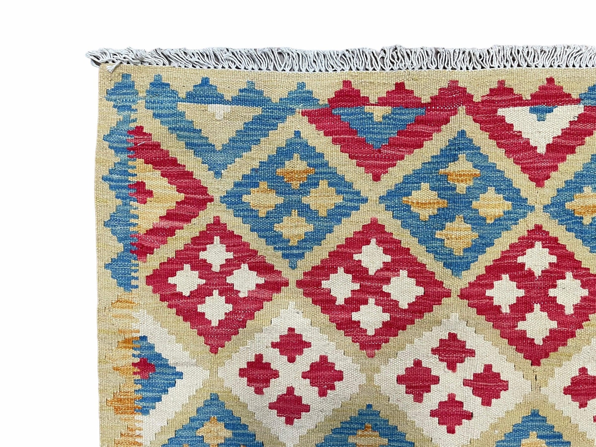 3x5 Kilim Rug Multicolor Tribal Kilim Rug 3 x 5 Tan Light Blue Red Beige New Turkish Anatolian Wool Kilim Flatweave Rug - Nuvé