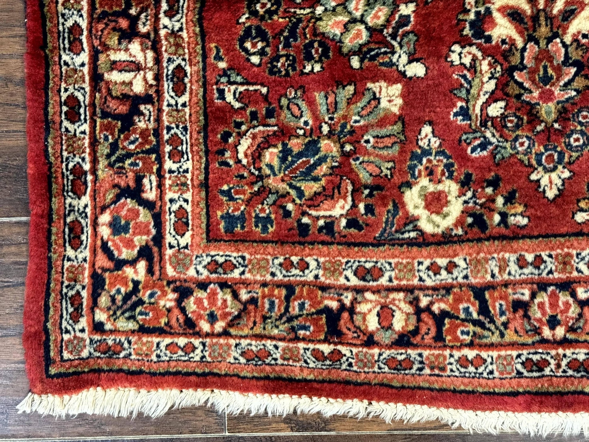 Red Persian Sarouk Rug 3 x 5.8, Antique Wool Carpet, 210 KPSI - Nuvé