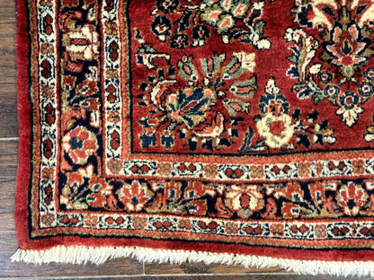 Red Persian Sarouk Rug 3 x 5.8, Antique Wool Carpet, 210 KPSI - Nuvé