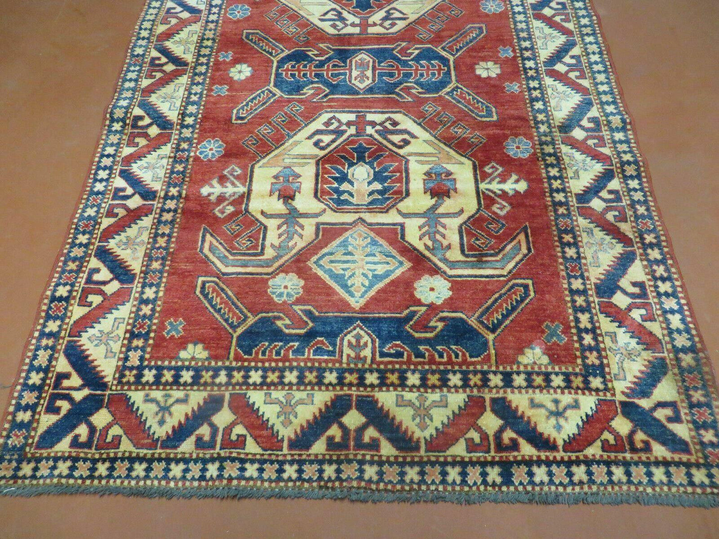 4' X 6' Vintage Handmade Turkish Kazak Pattern Wool Rug Carpet Nice - Nuvé