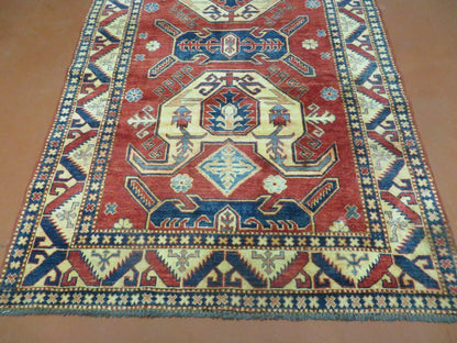 4' X 6' Vintage Handmade Turkish Kazak Pattern Wool Rug Carpet Nice - Nuvé