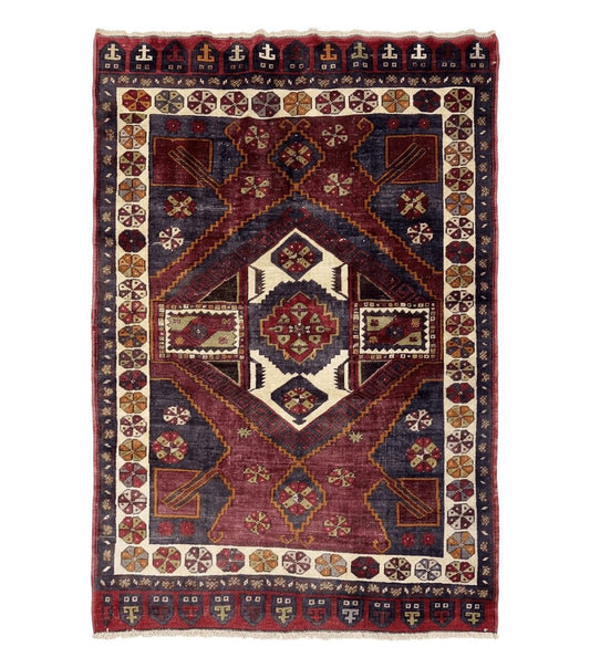 Turkish Kazak Rug 5x7, Geometric