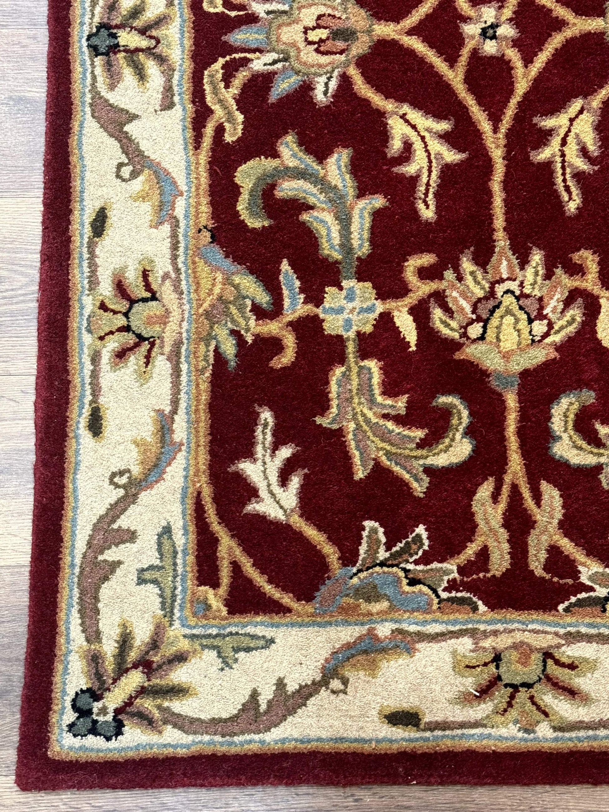 Small Floral Wool Rug 3x5, Safavieh Heritage Collection, Dark Red, Pair B - Nuvé
