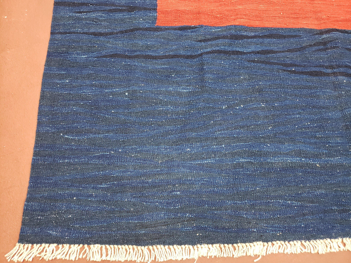 Blue and Red Turkish Kilim Rug, New 6x9 - 7x10 Flatweave Area Rugs, Hand Woven, Wool Handmade Oriental Kilim Abstract Modern Boho, Minimal - Nuvé