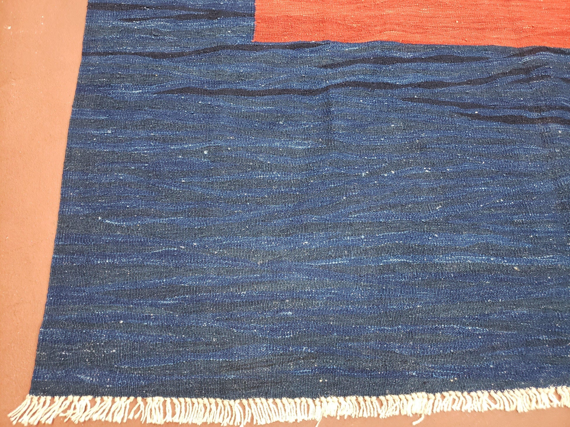 Blue and Red Turkish Kilim Rug, New 6x9 - 7x10 Flatweave Area Rugs, Hand Woven, Wool Handmade Oriental Kilim Abstract Modern Boho, Minimal - Nuvé