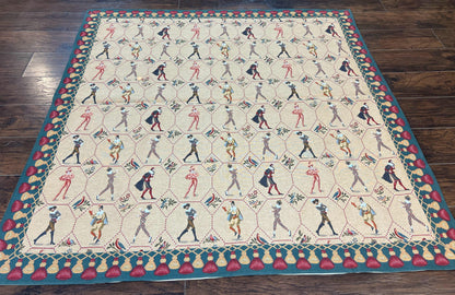 Square Tapestry 5x5, Wall Hanging, Human Pictorials, Court Jesters, Vintage - Nuvé