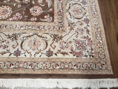 Vintage Pak-Persian Area Rug 9x12, Wool Hand-Knotted Spice Brown & Ivory Traditional Fine Oriental Carpet, Pakistani Carpet, 9 x 12 Fine Rug - Nuvé