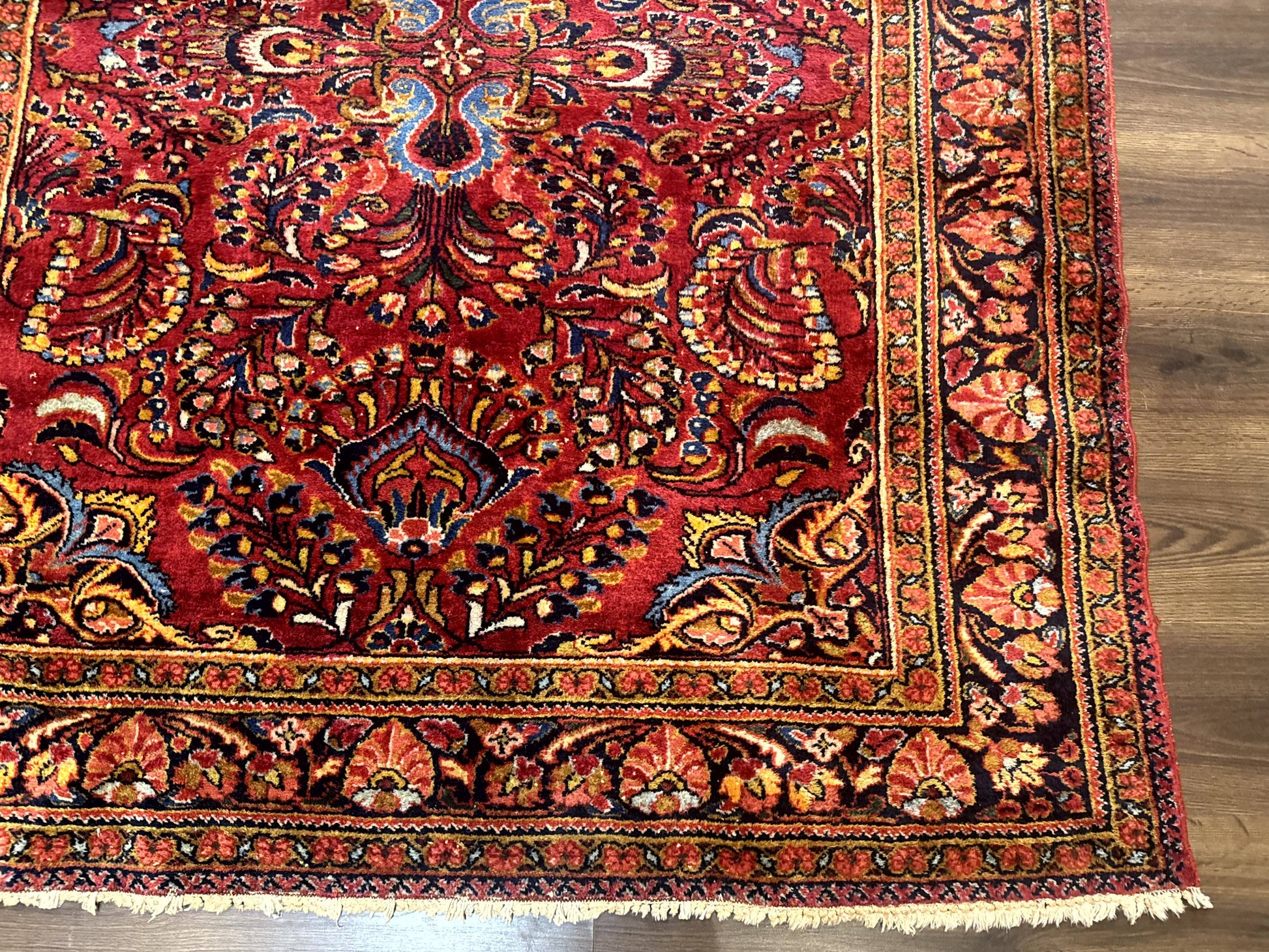 Persian Lilihan Rug 5x6, Red, Floral, Antique Persian Carpet - Nuvé
