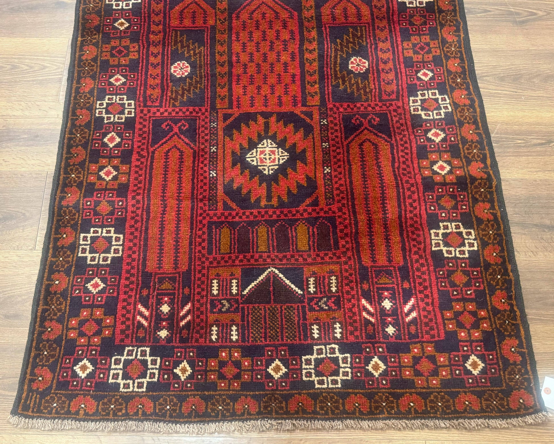 Afghan Rug 3x7, Balouch Carpet, Tribal Rug, Red, New - Nuvé