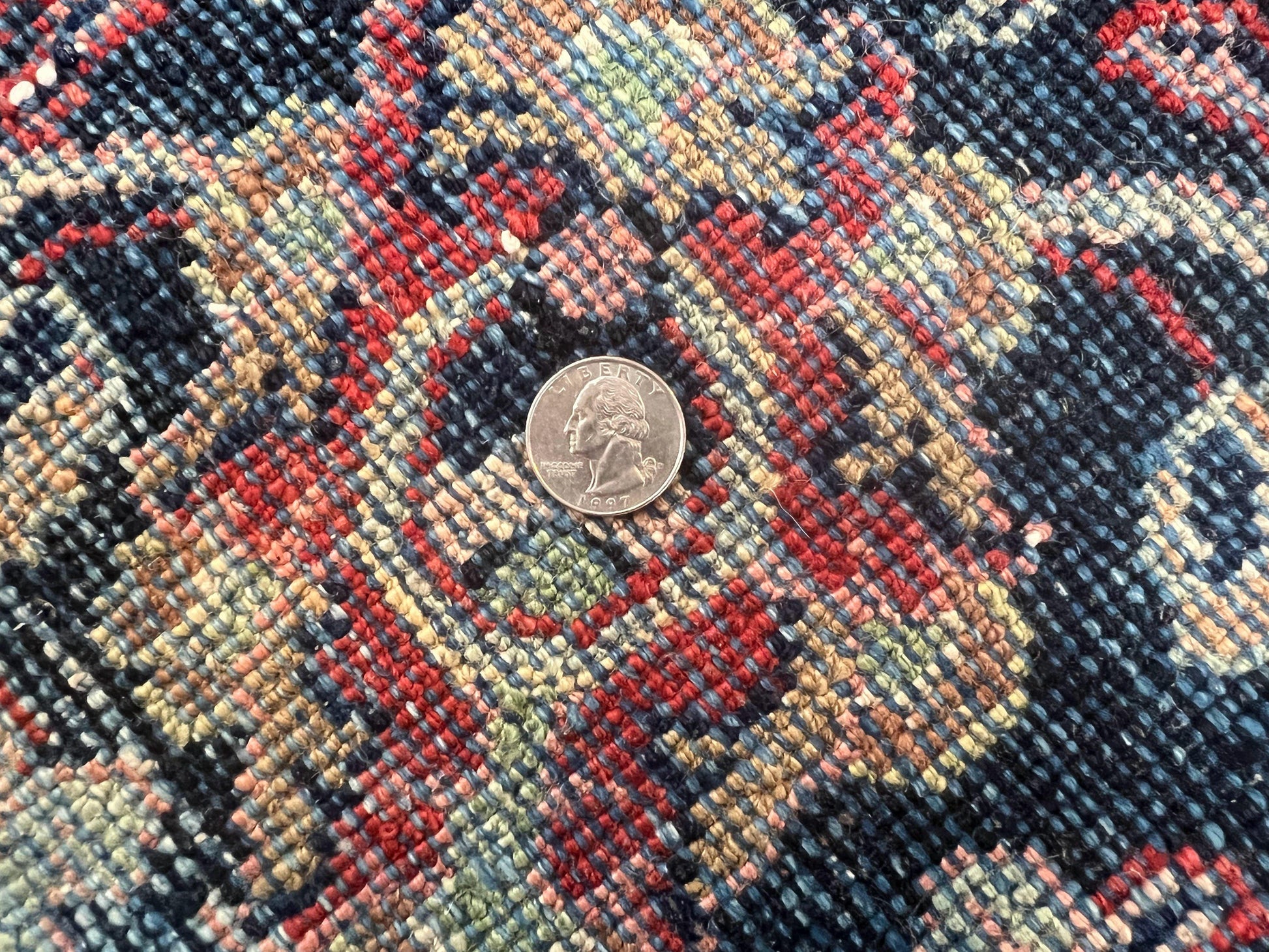 Persian Sarouk Rug 11x14, Semi Open Field, Large Antique Persian Wool Handmade Carpet, Red and Dark Blue, Floral - Nuvé