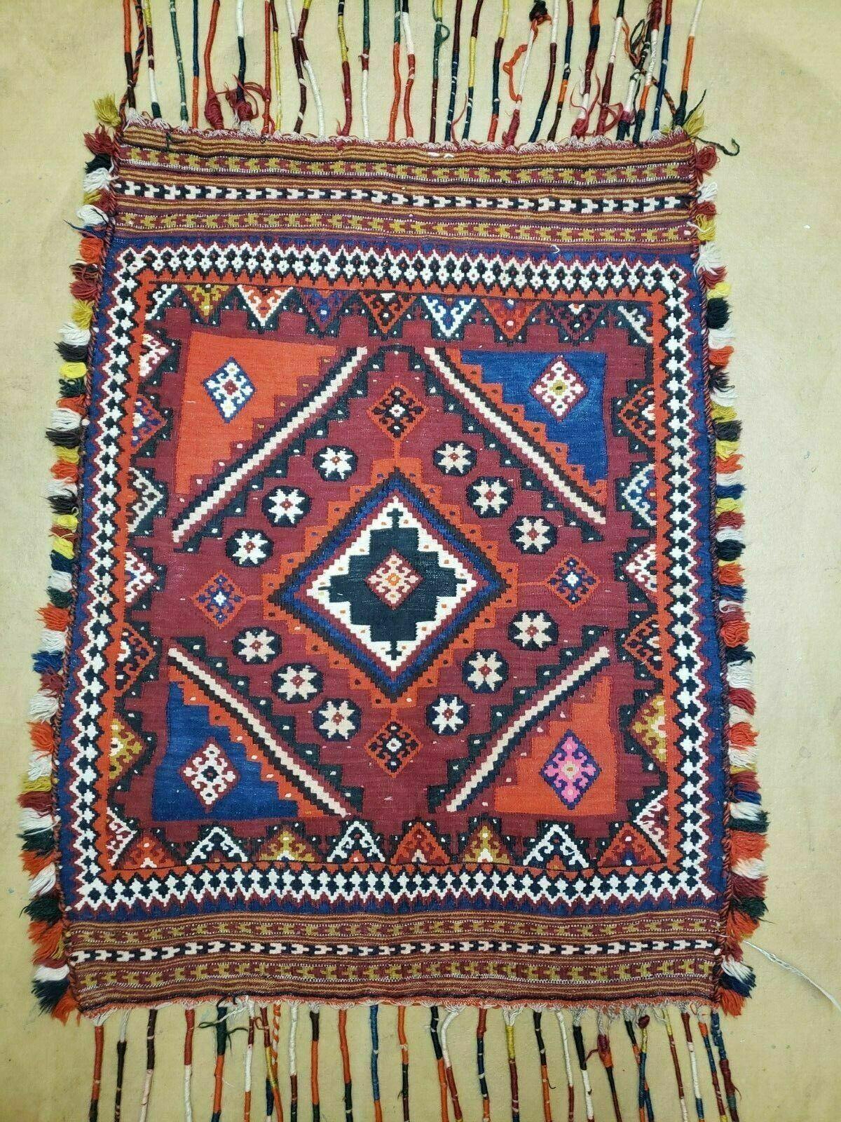 3' X 4' Antique Handmade Turkish Wool Kilim Rug Decorative Seat Cover - Nuvé