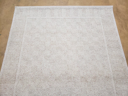 3x5 Karastan Rug Chaumiere Collection, Kara-Loc, Design #291/9866, Creme Color, Textured Squares II Patern, 3'6" x 5' 3" Carpet - Nuvé