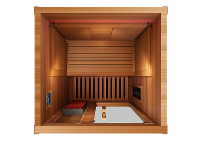 Peak Saunas Rainier 1-Person Full Spectrum Infrared Sauna with XL Medical-Grade Red Light Therapy & Smart WiFi App Control - Nuvé