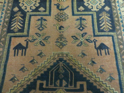 4' X 6' Antique Handmade Turkish Anatolian Wool Rug Camel Vegetable Dyes - Nuvé