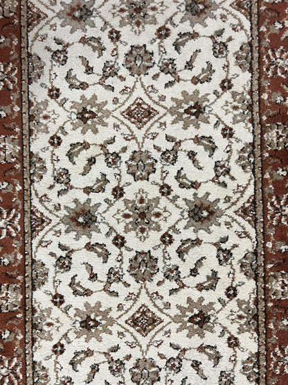 Runner Rug 2 x 7.6, Skinny Runner, Oriental Rug for Hallway, Ivory & Rust Red, Floral Allover - Nuvé