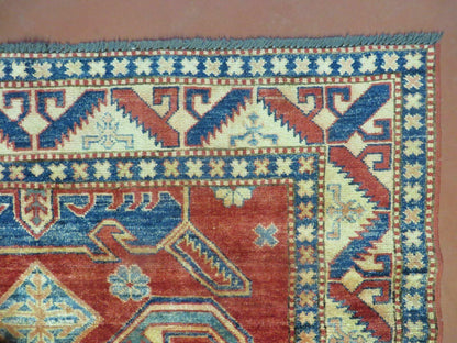 4' X 6' Vintage Handmade Turkish Kazak Pattern Wool Rug Carpet Nice - Nuvé