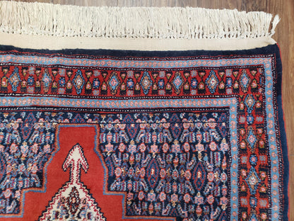 4x6 Western Kurdistan Kurdish Carpet Senneh Wool Area Rug Veg Dyes Red Blue Nice - Nuvé