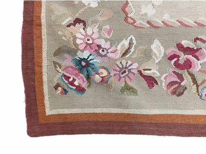 9x13 Needlepoint Carpet, French Design Rug, Hand-Knotted, Brand New Needlepoint Rug 9 x 13, English French European Style, Beige Floral - Nuvé