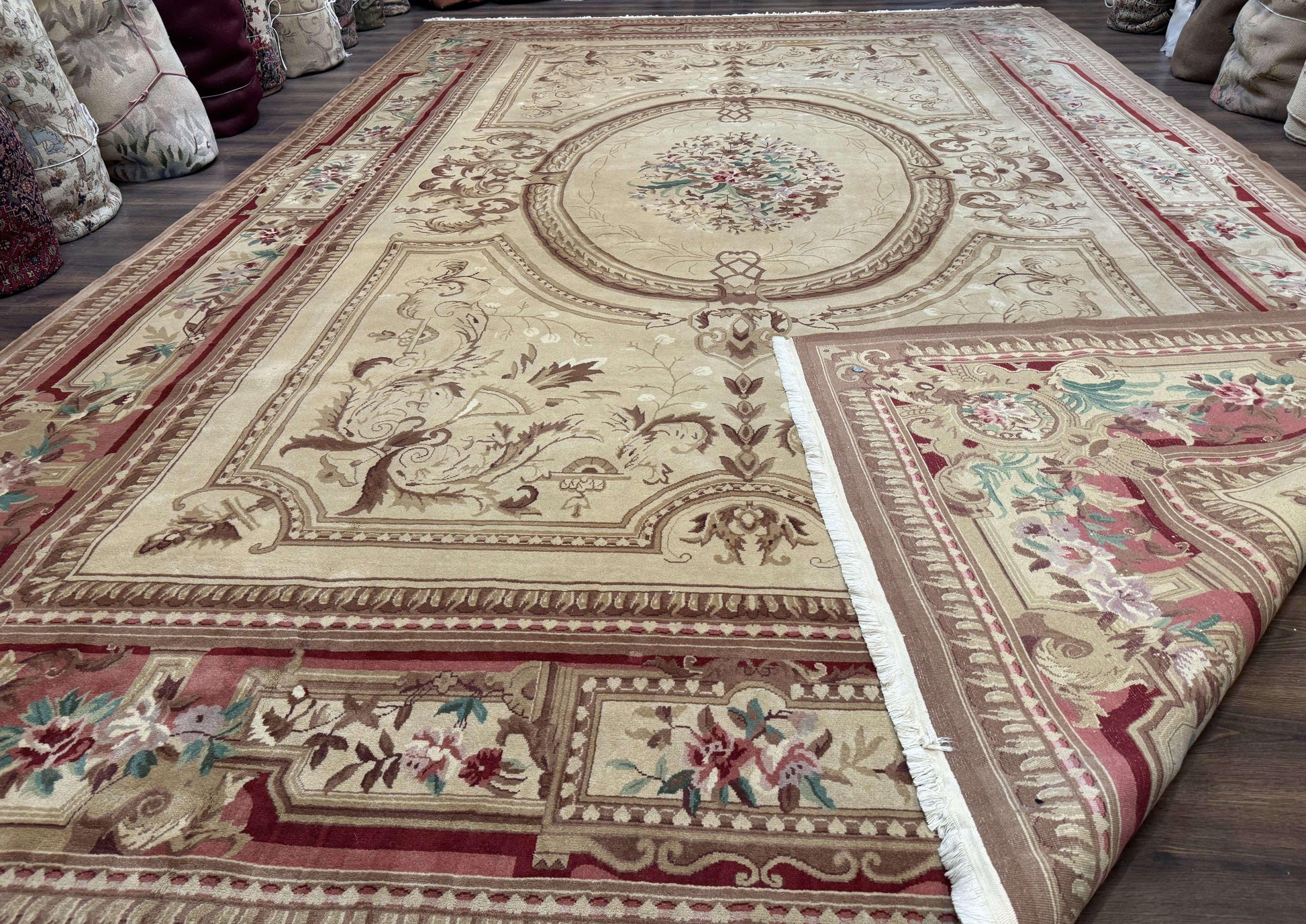 Palace Size Aubusson Rug 12x18, Extra Large, French European Carpet, Soft Wool Pile, Elegant - Nuvé