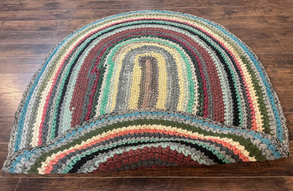 Antique American Braided Rug 5x7, Oval Multicolor Handmade Wool Braided Carpet - Nuvé