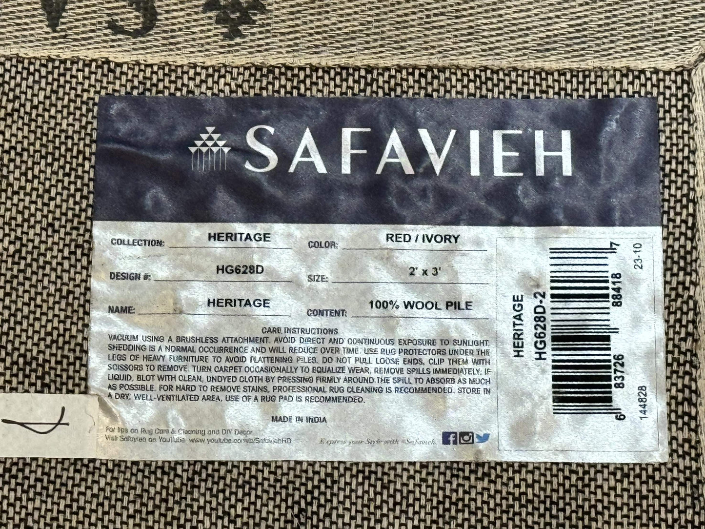 Small Floral Wool Rug 2x3, Safavieh Heritage Collection, Dark Red & Cream - Nuvé