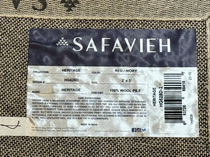 Small Floral Wool Rug 2x3, Safavieh Heritage Collection, Dark Red & Cream - Nuvé