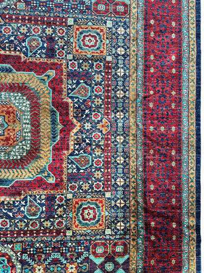 Hand-Knotted Mamluk Wool Rug – 8'4" x 9'9" – Intricate Geometric Masterpiece - Nuvé