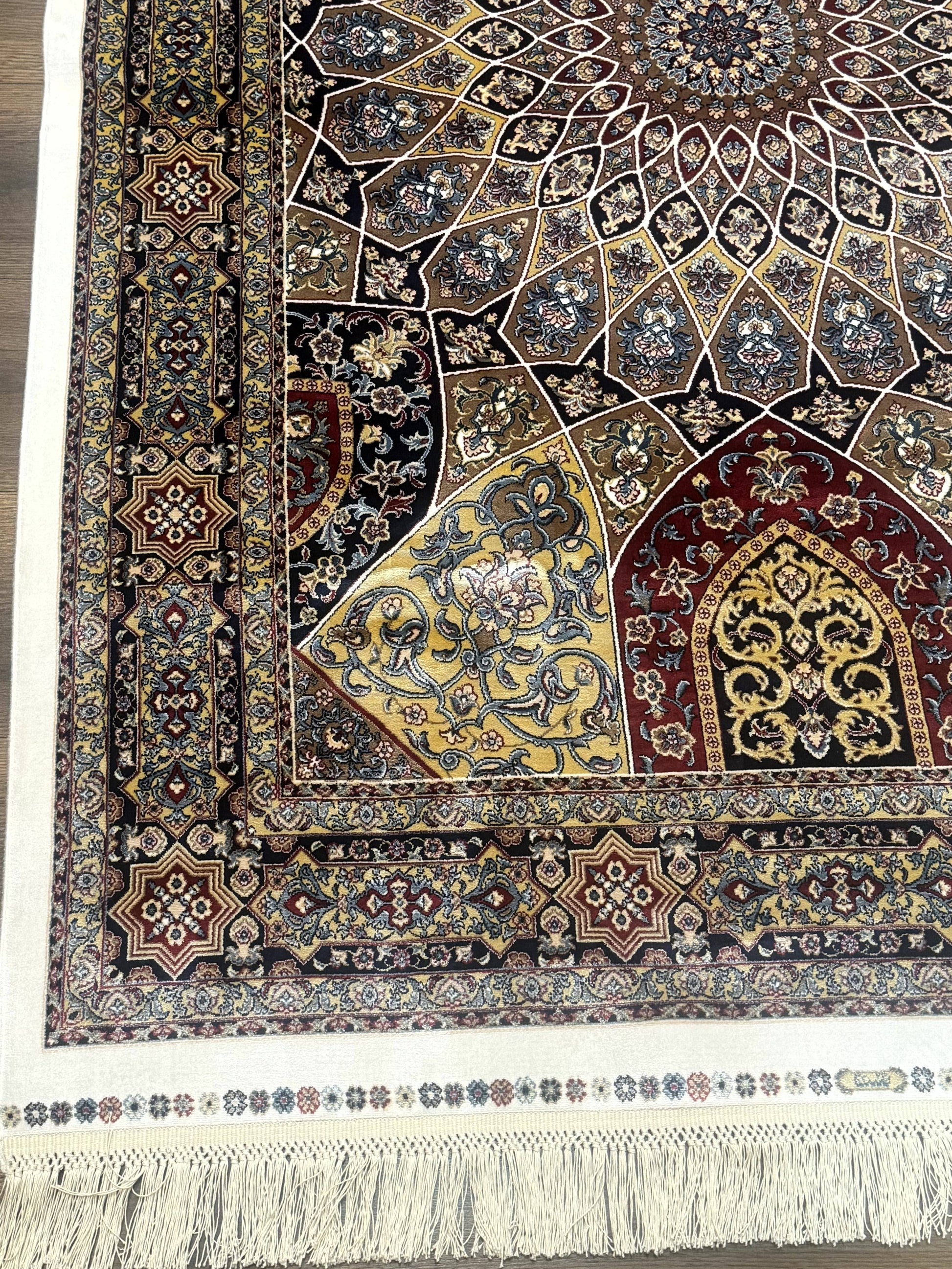 Turkish Silk Rug 4x6, Dome Design, Memluk Carpet, Bamboo Silk, New - Nuvé