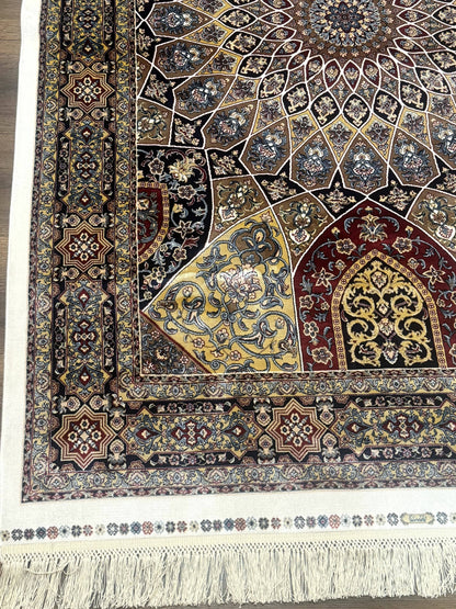 Turkish Silk Rug 4x6, Dome Design, Memluk Carpet, Bamboo Silk, New - Nuvé