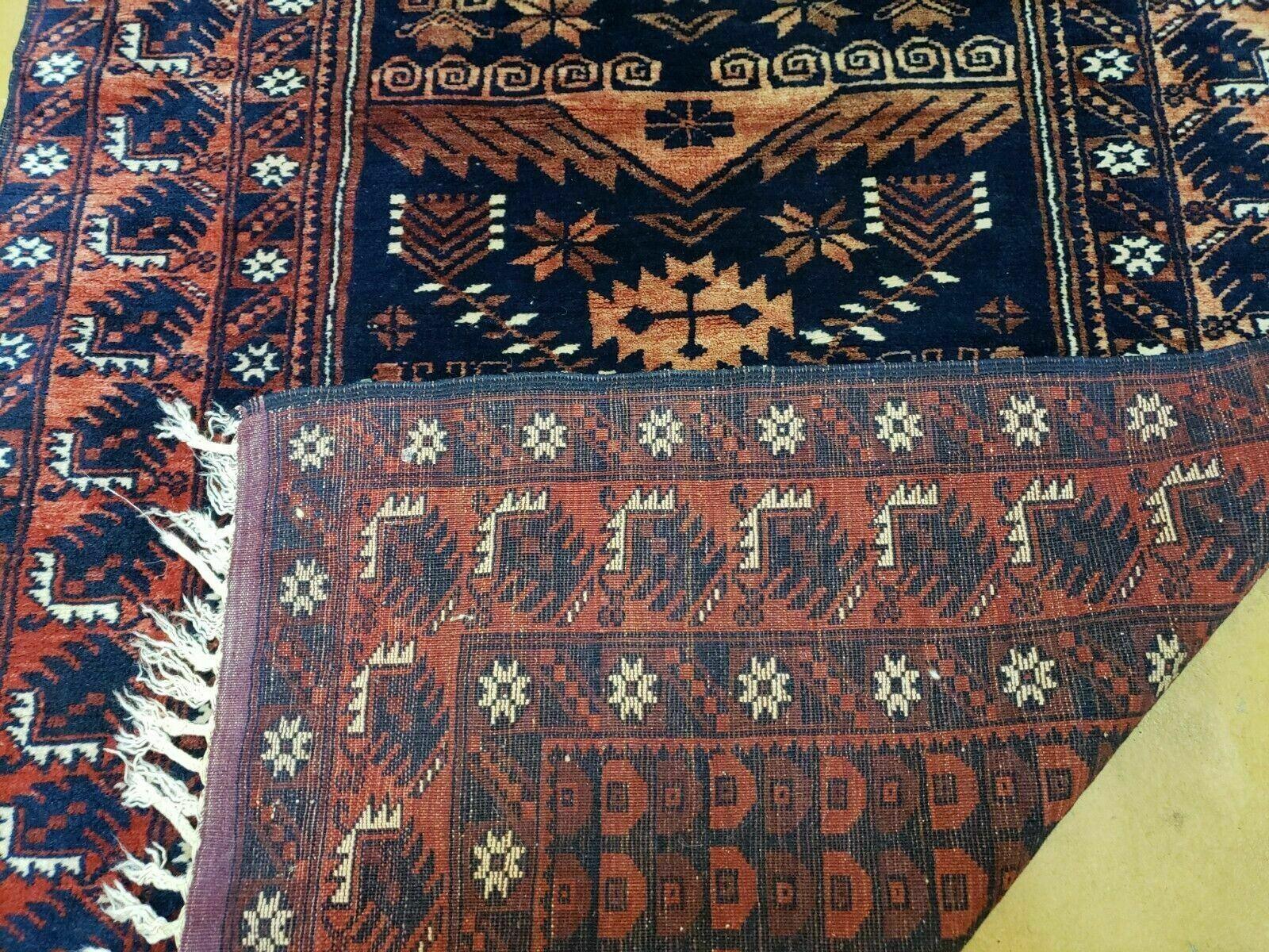 3' 4" X 5' 6" Vintage Handmade Pakistan Balouchi Balouch Tribal Wool Rug Nice - Nuvé