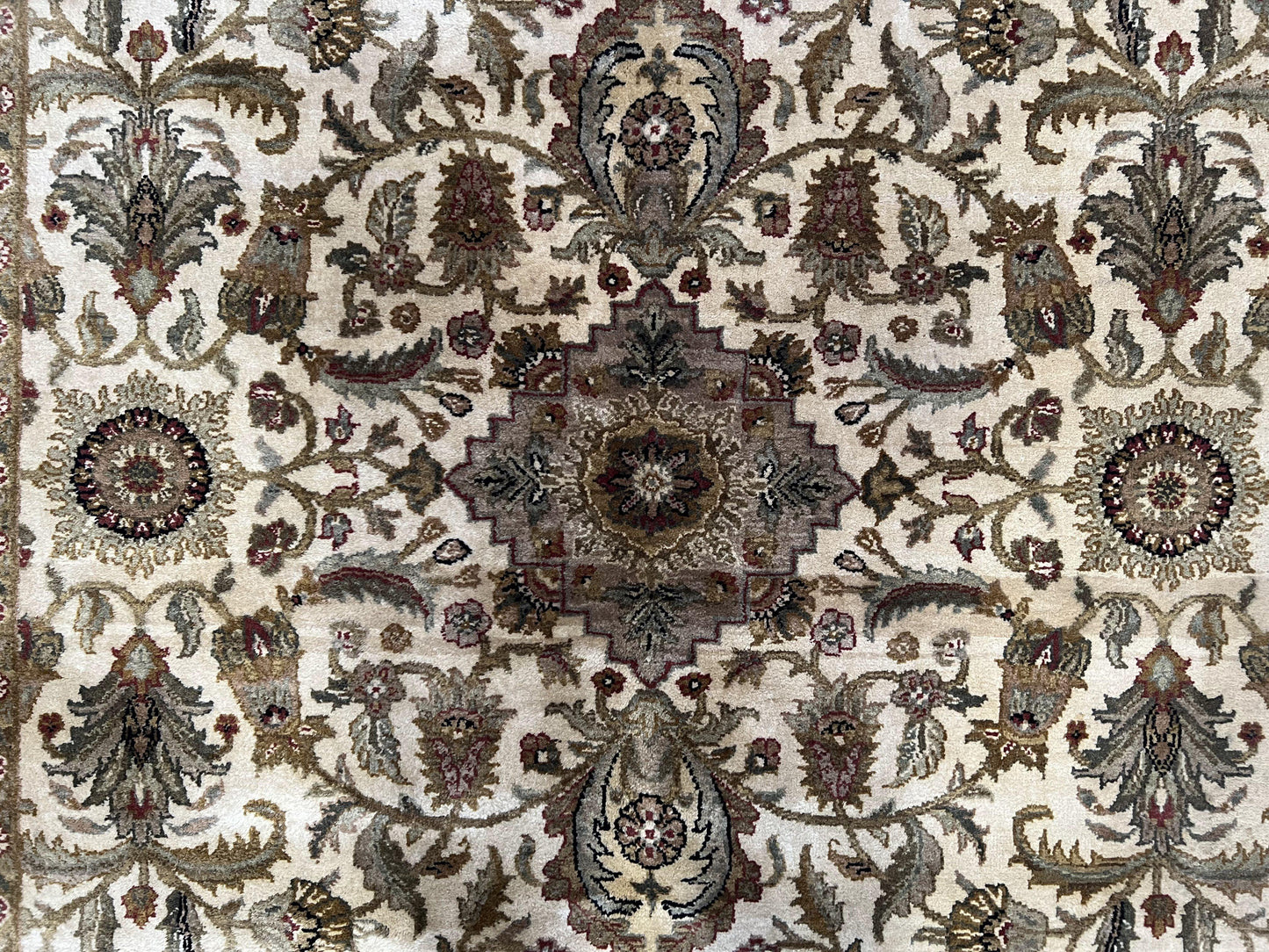 Indo Mahal Rug 6x9, Indian Floral Carpet 6 x 9, Beige and Black, Allover Design, Living Room Rug, Bedroom Rug, Traditional Rug, Vintage Rug - Nuvé