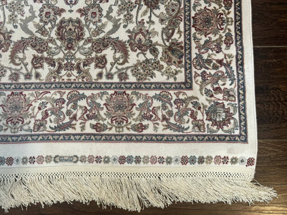 Small Turkish Silk Rug 2.6 x 4, Ivory, Allover Design, Bamboo Silk - Nuvé
