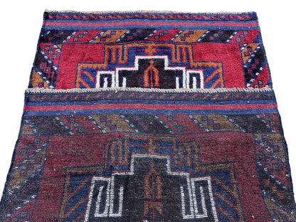 3 X 5 Vintage Handmade Tribal Wool Rug Balouchi Rug Afghan Rug Red Beige Nice - Nuvé